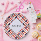 Assiettes En Carton Puerto Rico and Puerto Rican Flag Tiled Your Name (Fête)