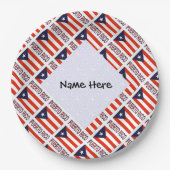 Assiettes En Carton Puerto Rico and Puerto Rican Flag Tiled Your Name (Devant)