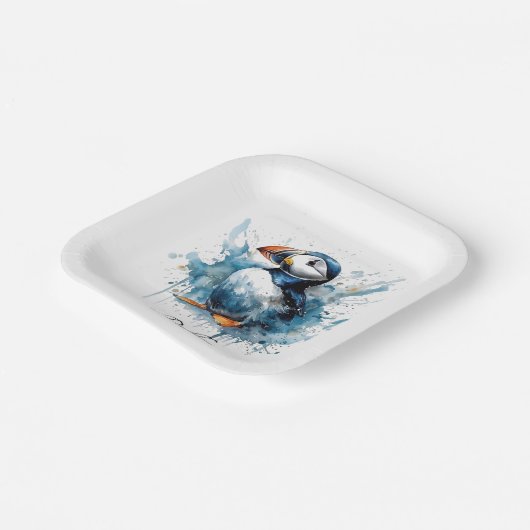 Assiettes En Carton Puffin Splash, personnalisé (Angulaire)
