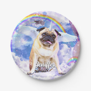 Assiettes En Carton Pug unicorn