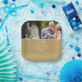 Assiettes En Carton Puis et maintenant 2 Photo 50e anniversaire Mariag (Fête)