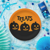 Assiettes En Carton Pumpkind Halloween et Traite Plaque Papier (Fête)