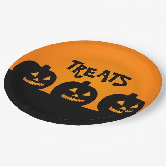 Assiettes En Carton Pumpkind Halloween et Traite Plaque Papier (Angle)