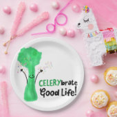 Assiettes En Carton Pun Celery positif - Celerybrate Bonne vie (Fête)