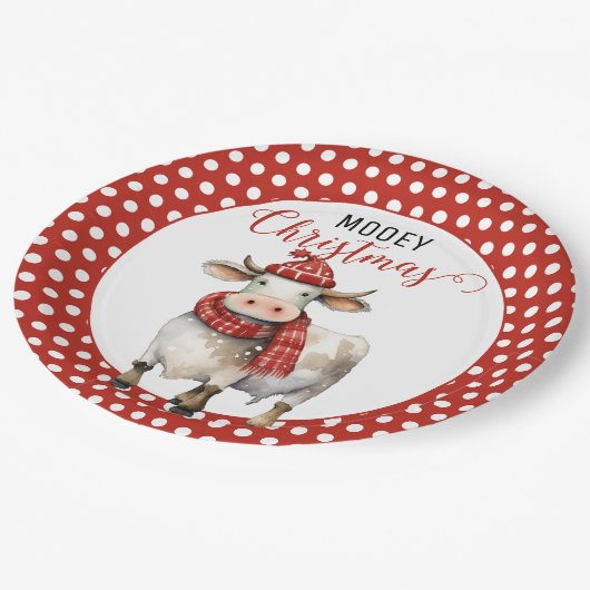 Assiettes En Carton Pun de vache de Noël (Angle)