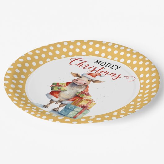 Assiettes En Carton Pun de vache de Noël (Angle)
