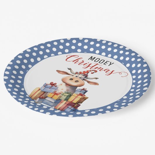 Assiettes En Carton Pun de vache de Noël (Angle)