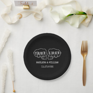 Assiettes En Carton Punk Rock Tattoo mains minimaliste papier Mariage