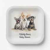 Assiettes En Carton Puppy Chien Tails Baby Boy Baby shower (Recto)