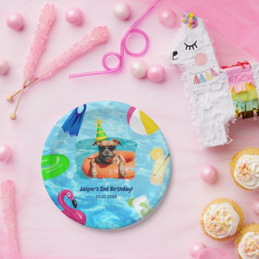 Assiettes En Carton Puppy Pawty Anniversaire Chien Pool Party (Fête)