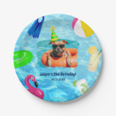 Assiettes En Carton Puppy Pawty Anniversaire Chien Pool Party (Devant)