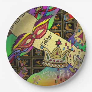 Assiettes En Carton Purim Esther Célébration Art Imprimer Plaque papie