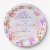 Assiettes En Carton Purmaid chat sirène mignonne fille anniversaire (Devant)