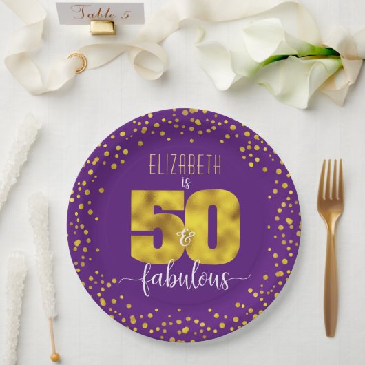 Assiettes En Carton Purple 50 et fabuleux foil d'anniversaire en feuil (Mariage)