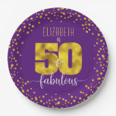 Assiettes En Carton Purple 50 et fabuleux foil d'anniversaire en feuil (Devant)