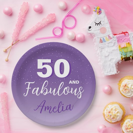 Assiettes En Carton Purple 50 et Fabulous 50th Birthday Party (Fête)