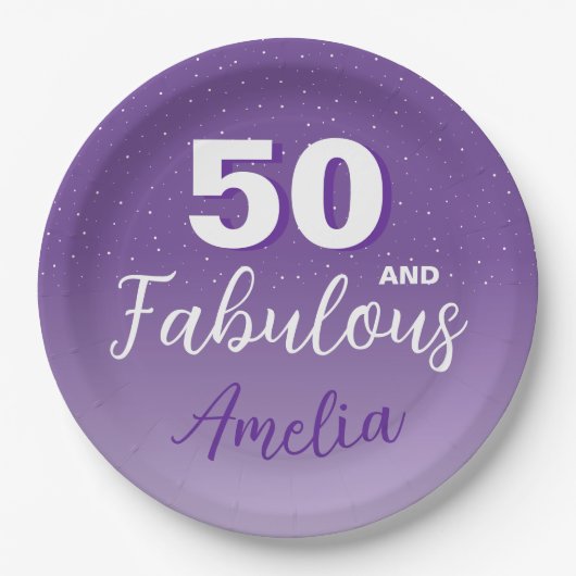 Assiettes En Carton Purple 50 et Fabulous 50th Birthday Party (Devant)