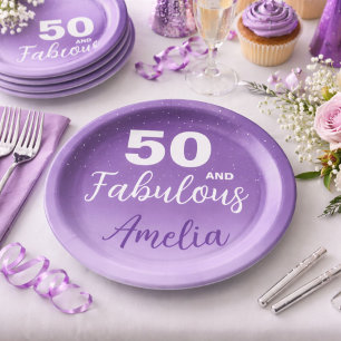 Assiettes En Carton Purple 50 et Fabulous 50th Birthday Party