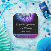 Assiettes En Carton Purple 60e anniversaire Disco Ball 70's (Fête)