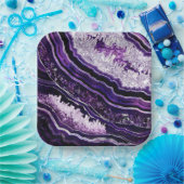 Assiettes En Carton Purple Amethyst Geode and Silver Digital Art (Fête)