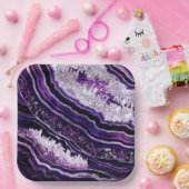 Assiettes En Carton Purple Amethyst Geode and Silver Digital Art (Fête)
