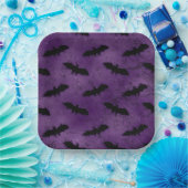 ASSIETTES EN CARTON PURPLE AVEC DES BATS HALLOWEEN NOIR (Fête)