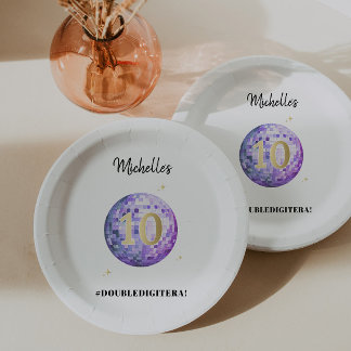 Assiettes En Carton Purple Disco Dans Mon Double Chiffre Era 10e Anniv