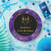 Assiettes En Carton Purple Dragon Scales Gold Faux Parties scintillant (Fête)