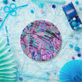 Assiettes En Carton Purple Dream Expressive Impression Abstraite (Fête)