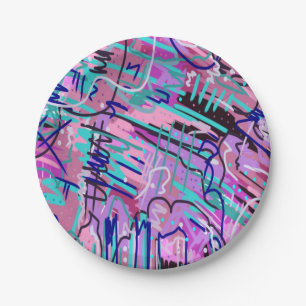 Assiettes En Carton Purple Dream Expressive Impression Abstraite