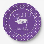 Assiettes En Carton Purple Elle L'A Fait Graduation (Devant)