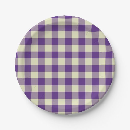 Assiettes En Carton Purple et crème En vichy Motif (Devant)