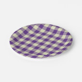Assiettes En Carton Purple et crème En vichy Motif (Angle)