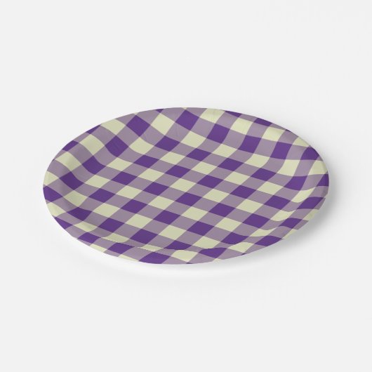 Assiettes En Carton Purple et crème En vichy Motif (Angle)