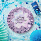 Assiettes En Carton Purple et rose Élégant et perlé (Fête)