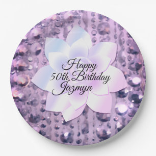 Assiettes En Carton Purple et rose Élégant et perlé