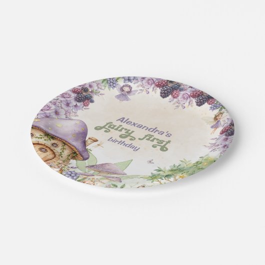 Assiettes En Carton Purple Fairy First Berry First Birday (Angle)