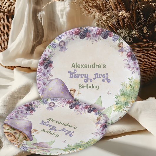 Assiettes En Carton Purple Fairy First Berry First Birday