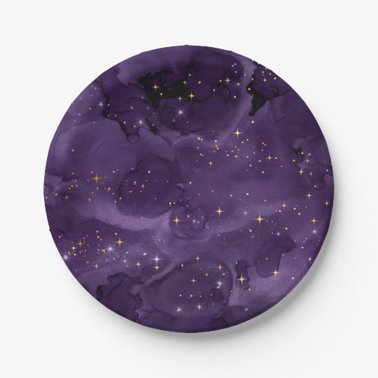 Assiettes En Carton Purple Galaxy Series Design 8 (Devant)