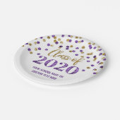 Assiettes En Carton Purple Gold Confetti Graduation 2020 (Angle)