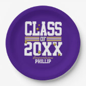 Assiettes En Carton Purple|Gold Graduated Class Year (Devant)