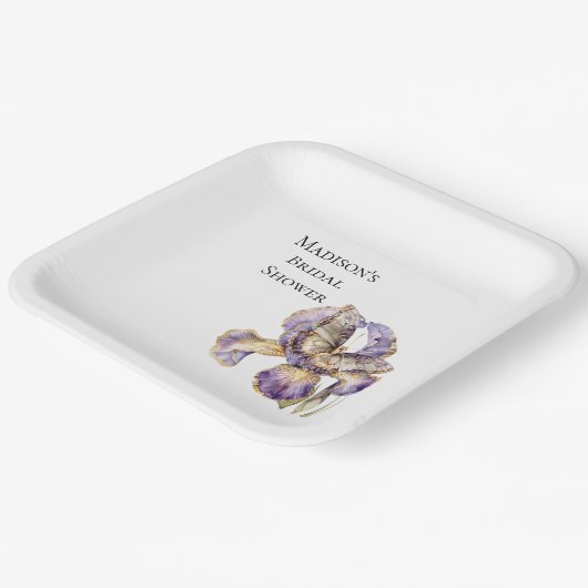 Assiettes En Carton Purple Gold Iris Floral Butterfly Fête des mariées (Angulaire)