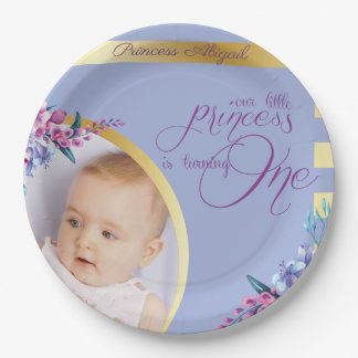 Assiettes En Carton Purple Gold Princess Photo Anniversaire