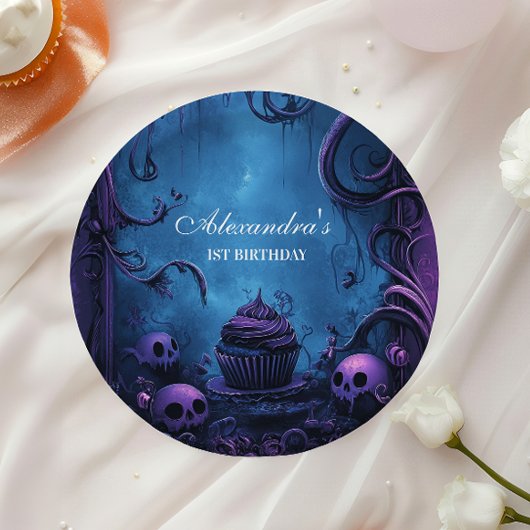 Assiettes En Carton Purple gothique Éffrayant UN Anniversaire