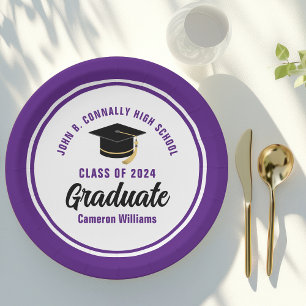 Assiettes En Carton Purple Graduate Personnalisé 2025 Graduation Party
