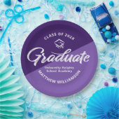 Assiettes En Carton Purple Graduation Bold Retro Script Cap Icon (Fête)