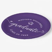 Assiettes En Carton Purple Graduation Script Hearts Cap Icon Modern (Angle)