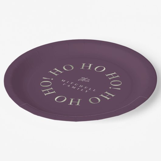 Assiettes En Carton Purple Green Christmas Ho Ho Ho ID1009 (Angle)