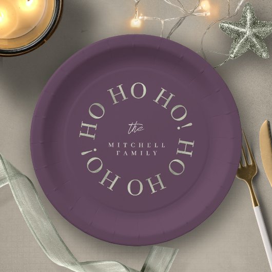 Assiettes En Carton Purple Green Christmas Ho Ho Ho ID1009