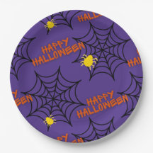 Purple Happy Halloween Spider Web